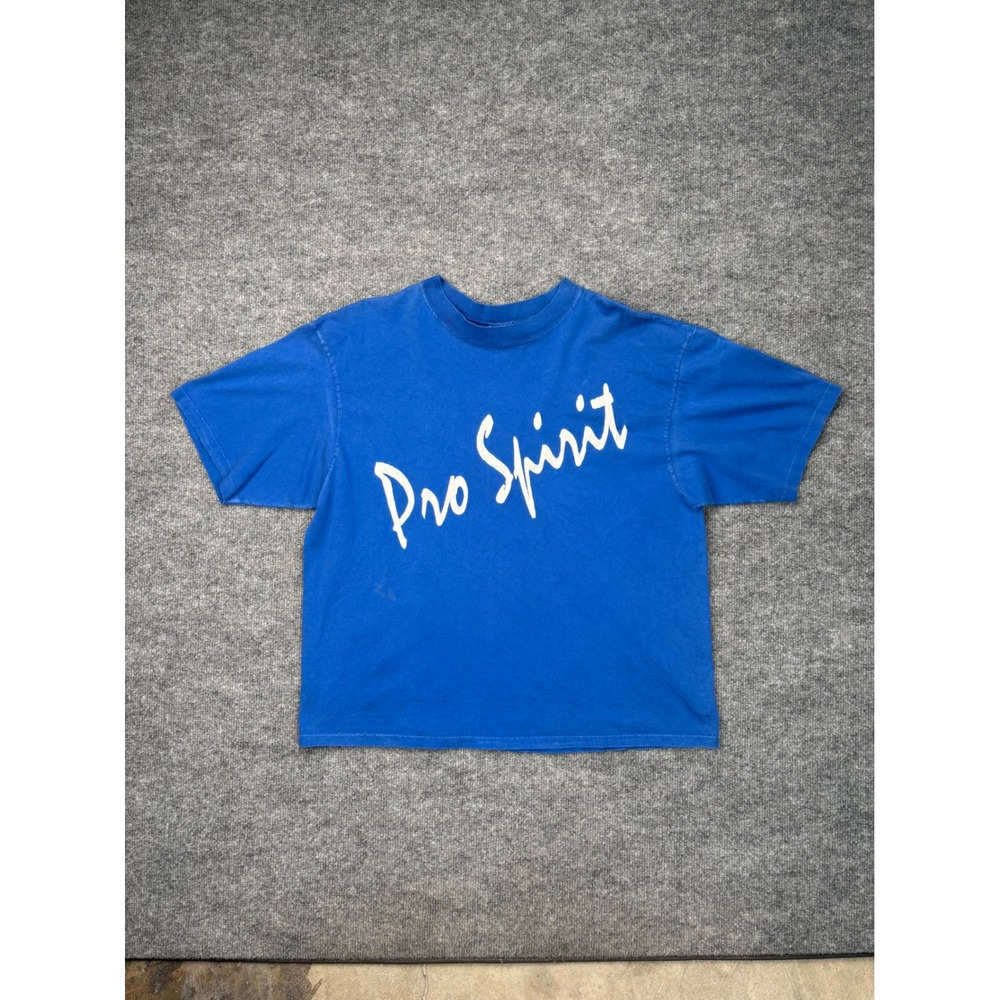 Vintage Pro Spirit T Shirt Blue‎ Graphic Script Cotton Made in USA Size M/L 90s
